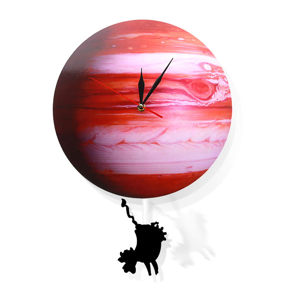 Swinging on The Jupiter Planet Wall Clock Bedroom Solar System Astronomy Decoration Space Pendulum Swinging Wall Clock by Woody Signs Co. - Handmade Crafted Unique Wooden Creative