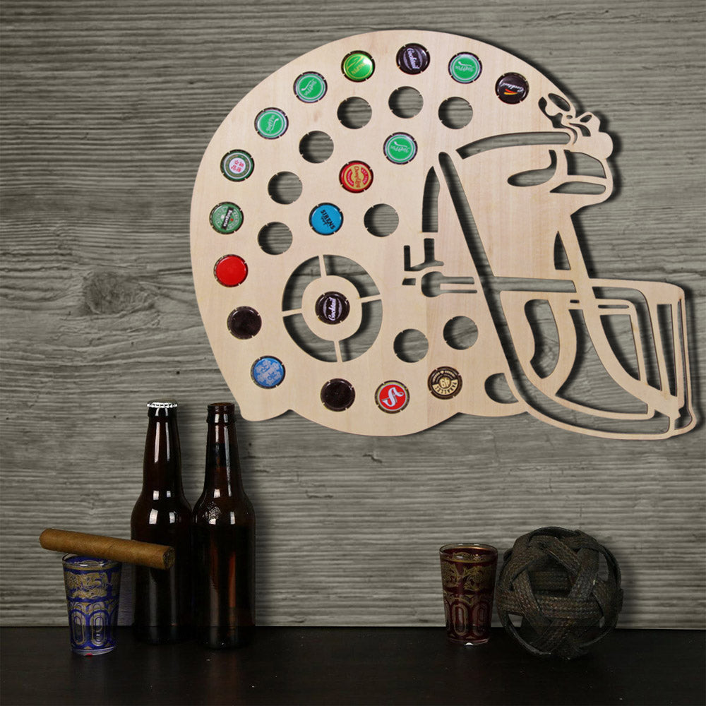 Creative Wall Mounted Wooden Map Football Helmet Cap Map Design Cap Holder Novelty Cap by Woody Signs Co. - Handmade Crafted Unique Wooden Creative