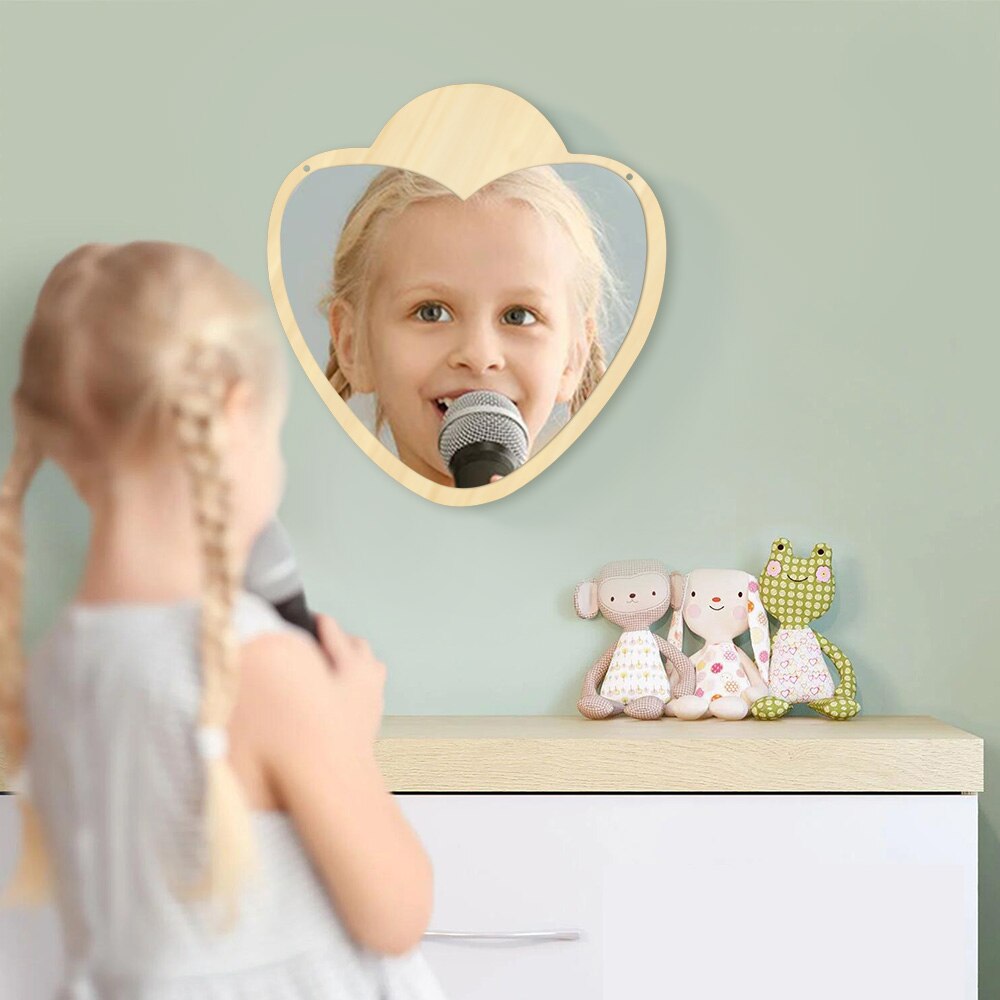 Heart Shaped Wall Mirror With Wooden Back Make-up Wall Hanging Mirror Unique Valentines Day Gift Idea For Her by Woody Signs Co. - Handmade Crafted Unique Wooden Creative