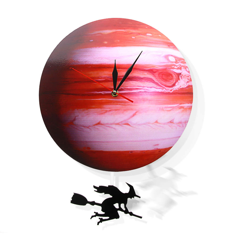 Swinging on The Jupiter Planet Wall Clock Bedroom Solar System Astronomy Decoration Space Pendulum Swinging Wall Clock by Woody Signs Co. - Handmade Crafted Unique Wooden Creative