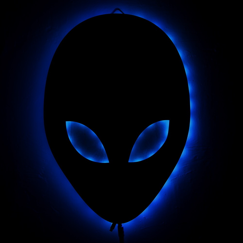Alien Head Wall Mirror Modern Design Martians Mirror With LED Backlight Saucer Man Hanging Acrylic Mirror by Woody Signs Co. - Handmade Crafted Unique Wooden Creative