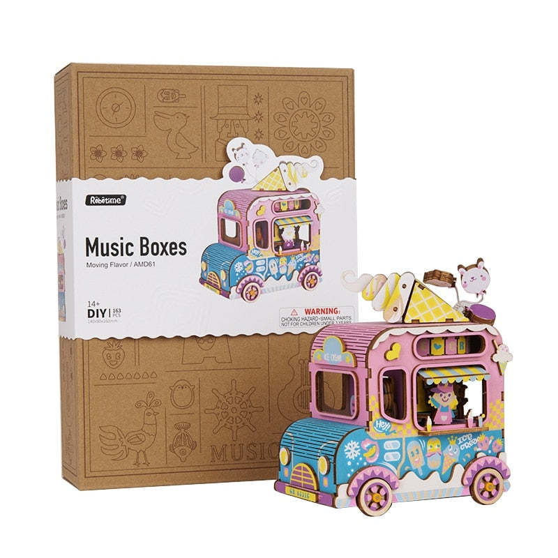 New Arrival DIY 3D Moving Flavor Wooden Puzzle Game Assembly Moveable Music Box Toy Gift for Children Kids Adult AMD61 by Woody Signs Co. - Handmade Crafted Unique Wooden Creative