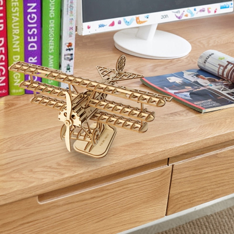 DIY 3D Laser Cutting Wooden Airplane Puzzle Game Gift for Kids Popular Hobbies TG301 by Woody Signs Co. - Handmade Crafted Unique Wooden Creative