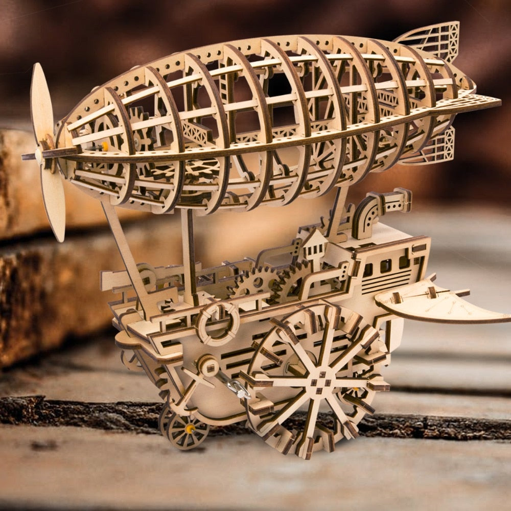 DIY Moveable Airship Gear Drive by Clockwork 3D Wooden Hobbies Gift for LK702 by Woody Signs Co. - Handmade Crafted Unique Wooden Creative