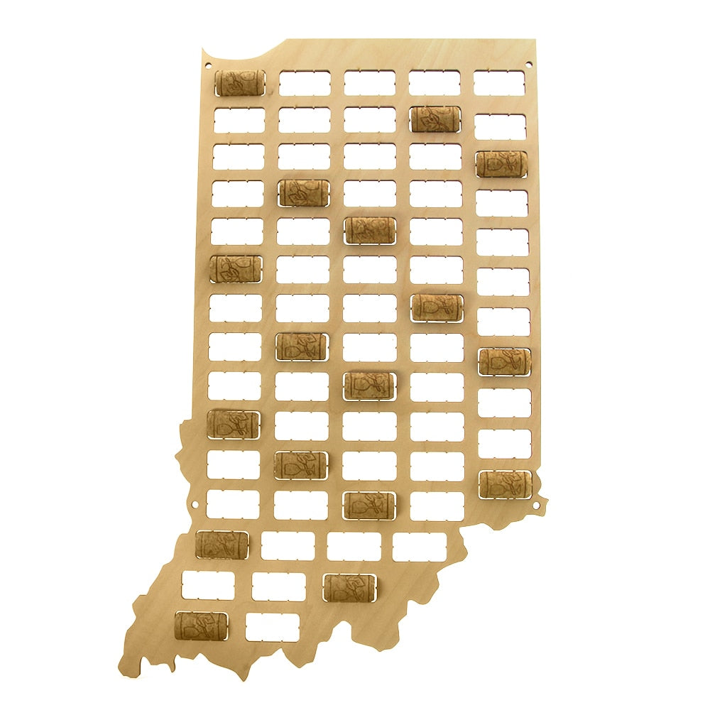 Indiana Cork Wall Display Map Indiana Wood Cutout Shapes Cork Collector Indiana State of USA Custom Deco Map by Woody Signs Co. - Handmade Crafted Unique Wooden Creative