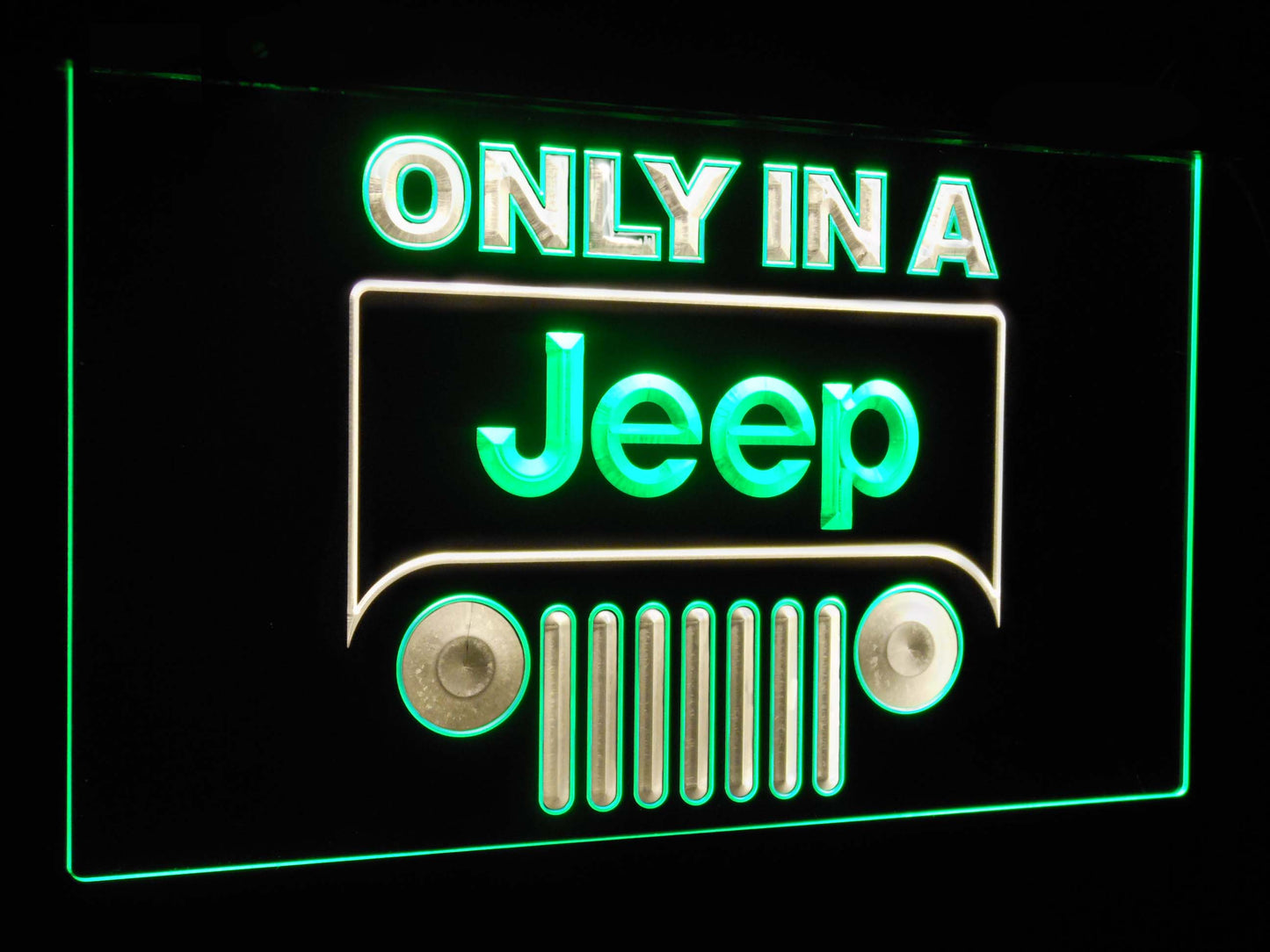 Only in a Jeep Car Bar Decoration Gift Dual Color Led Neon Light Signs st6-d0134 by Woody Signs Co. - Handmade Crafted Unique Wooden Creative
