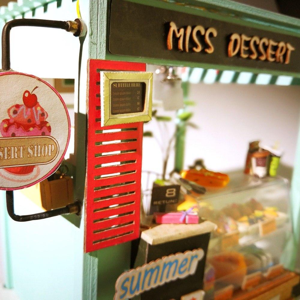 DIY Ice Cream Station with Furniture Miniature Wooden Doll House Model DGM06 by Woody Signs Co. - Handmade Crafted Unique Wooden Creative