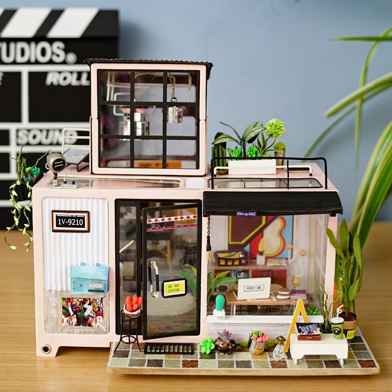 New DIY Kevin's Studio with Furniture Miniature Wooden Doll House DG13 by Woody Signs Co. - Handmade Crafted Unique Wooden Creative