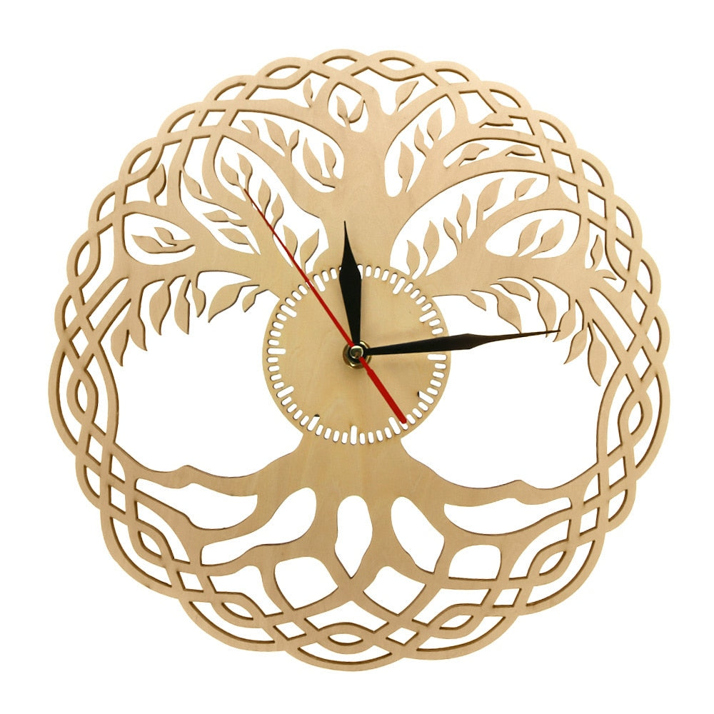 Modern Wall Clock Sacred Geometry Handmade Masterpiece Rustic Wooden Tree Of Life Wall Clock Infinity Tree Zen by Woody Signs Co. - Handmade Crafted Unique Wooden Creative