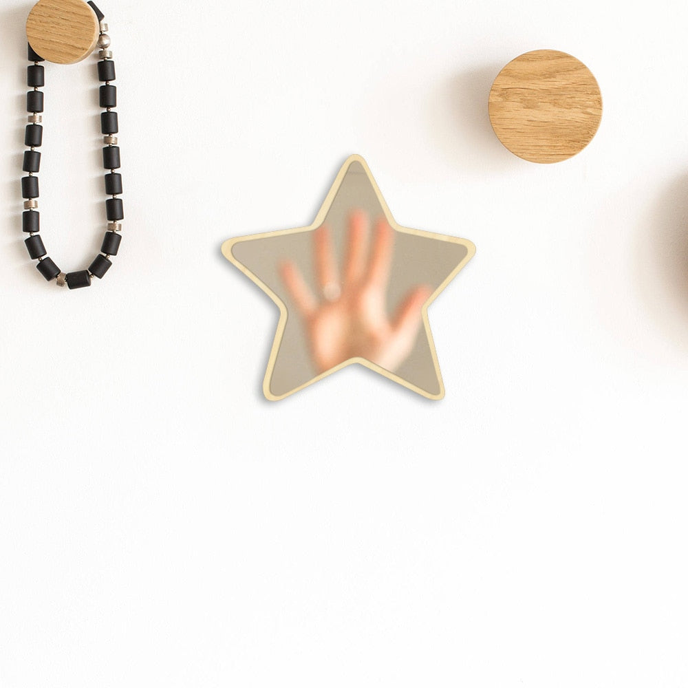 Pentastar Shaped Wall Mirror Five-pointed Star Acrylic Safety Mirror With Wood Back Children Kid Room by Woody Signs Co. - Handmade Crafted Unique Wooden Creative