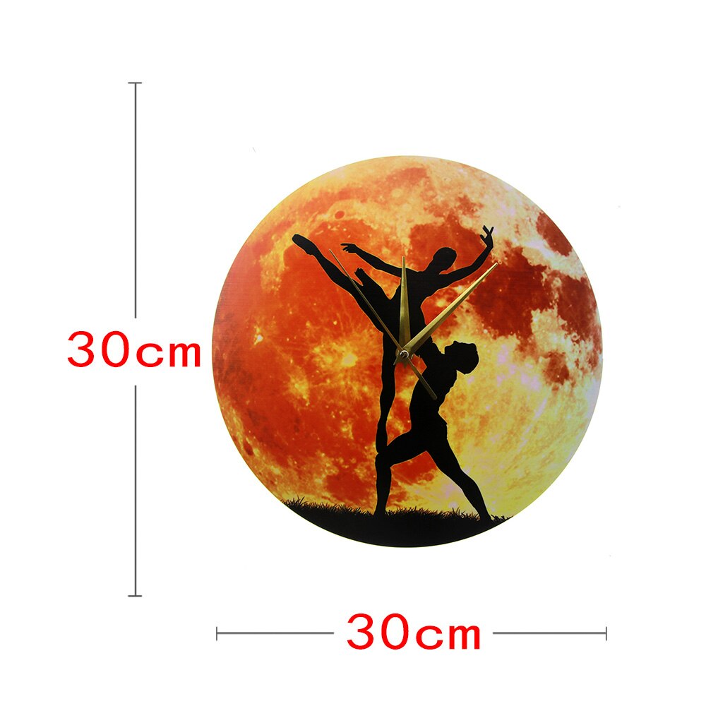 Ballerina Dancing In The Moon Artwork 3D Wall Clock Modern Design Dancing Couple Rustic Wood Clocks Ballet Watches Decor by Woody Signs Co. - Handmade Crafted Unique Wooden Creative