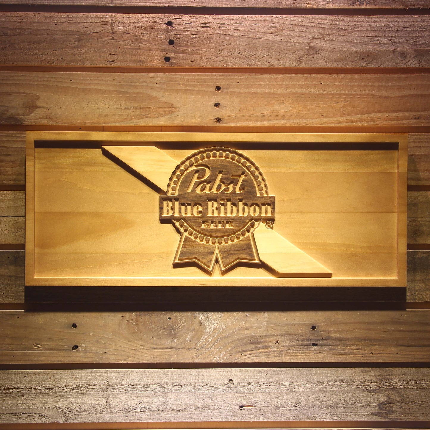 Pabst Blue Ribbon 3D Wooden Bar Signs by Woody Signs Co. - Handmade Crafted Unique Wooden Creative