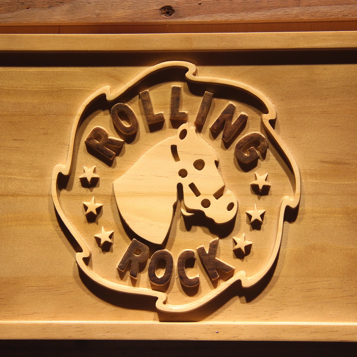 Rolling Rock 3D Wooden Bar Signs by Woody Signs Co. - Handmade Crafted Unique Wooden Creative