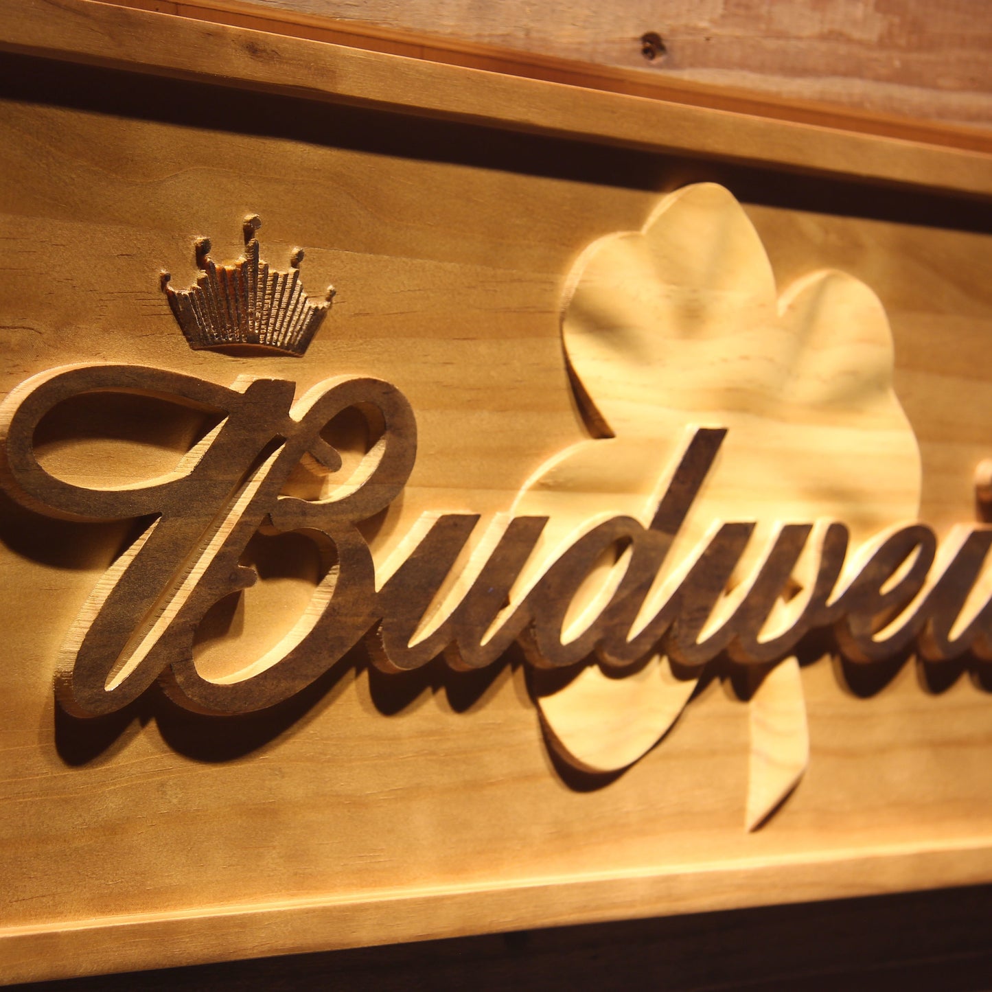 Budwesier Shamrock 3D Wooden Bar Signs by Woody Signs Co. - Handmade Crafted Unique Wooden Creative