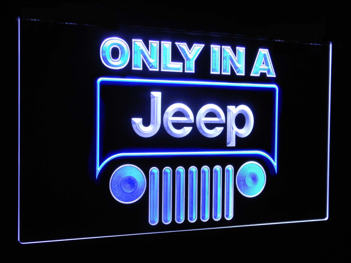 Only in a Jeep Car Bar Decoration Gift Dual Color Led Neon Light Signs st6-d0134 by Woody Signs Co. - Handmade Crafted Unique Wooden Creative