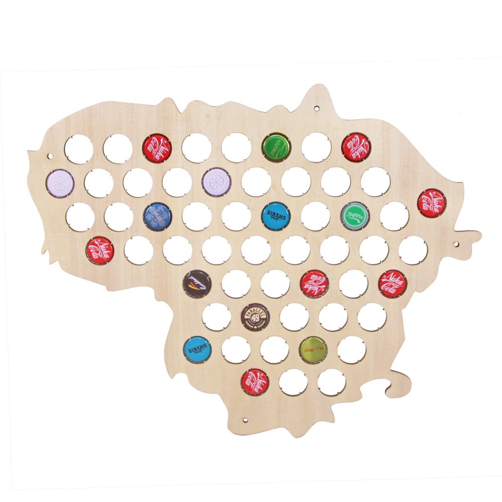 Lithuania Bottle Cap Map Collection Art Custom-made Cap Map Wooden Craft Gift For Aficionado by Woody Signs Co. - Handmade Crafted Unique Wooden Creative