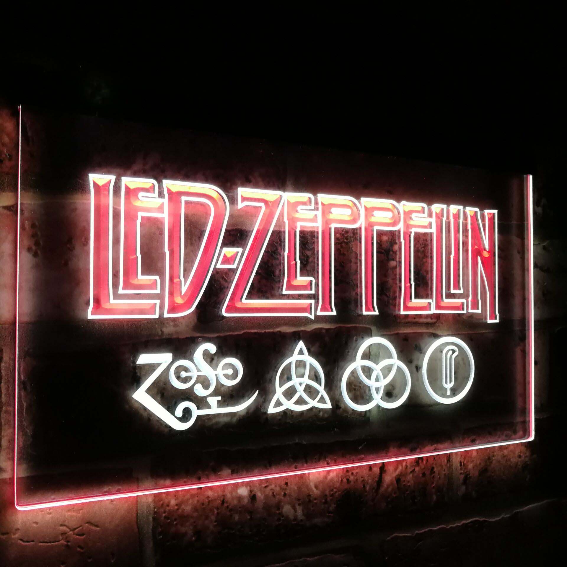 Led Zeppelin Band Music Bar Decoration Gift Dual Color Led Neon Light Signs st6-c0002 by Woody Signs Co. - Handmade Crafted Unique Wooden Creative