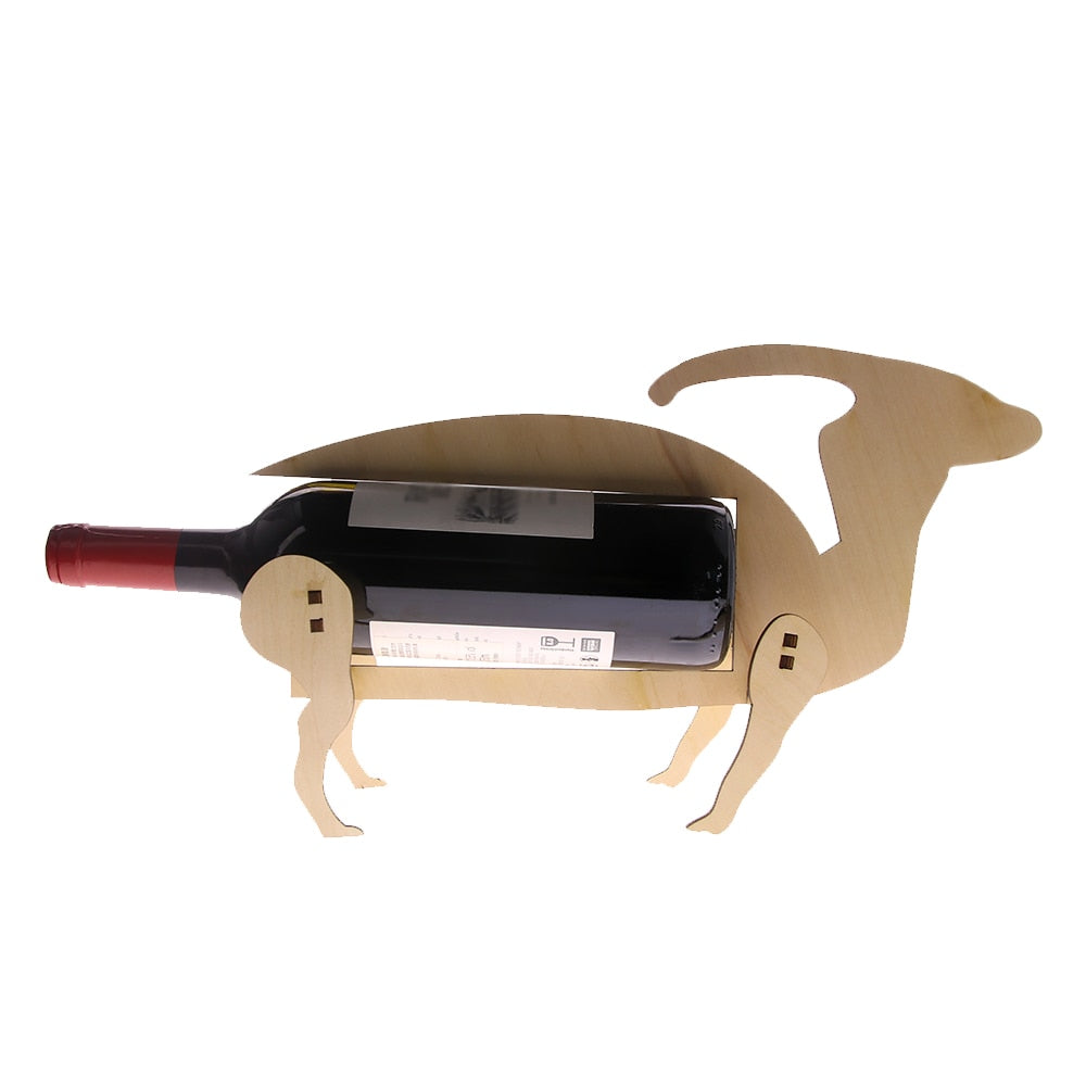 Creative Dinosaur Rack Parasaur Bottle Holder Wooden Parasaurolophus Modern Storage by Woody Signs Co. - Handmade Crafted Unique Wooden Creative