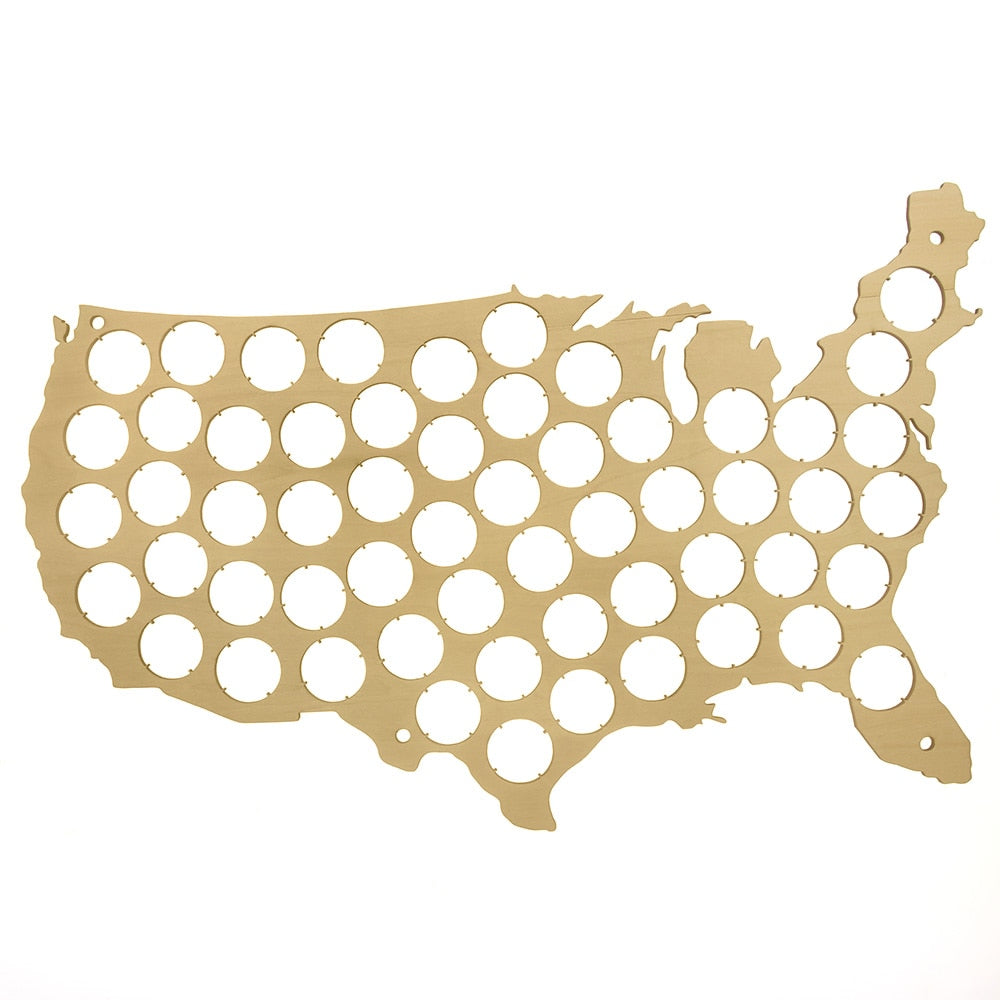 Creative Wooden  Cap Maps  Bottle Caps Map of USA Display Board Wall Art Decor Unique Gift For Cap Collectors by Woody Signs Co. - Handmade Crafted Unique Wooden Creative