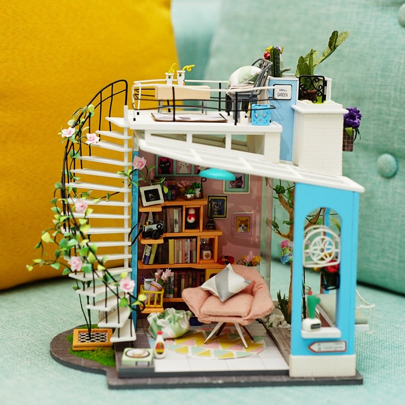 New DIY Dora's Loft with Furniture Miniature Wooden Doll House DG12 by Woody Signs Co. - Handmade Crafted Unique Wooden Creative