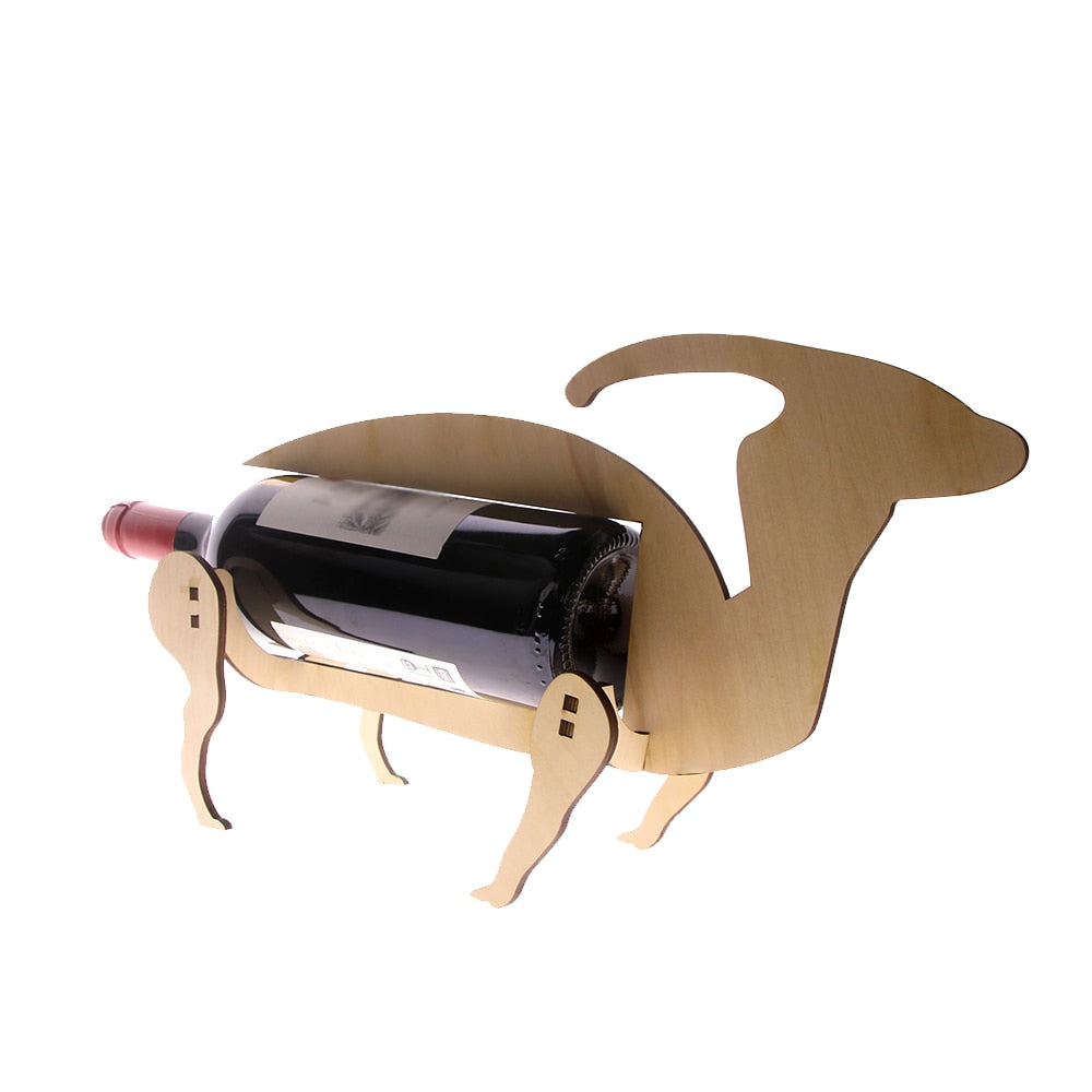 Creative Dinosaur Rack Parasaur Bottle Holder Wooden Parasaurolophus Modern Storage by Woody Signs Co. - Handmade Crafted Unique Wooden Creative