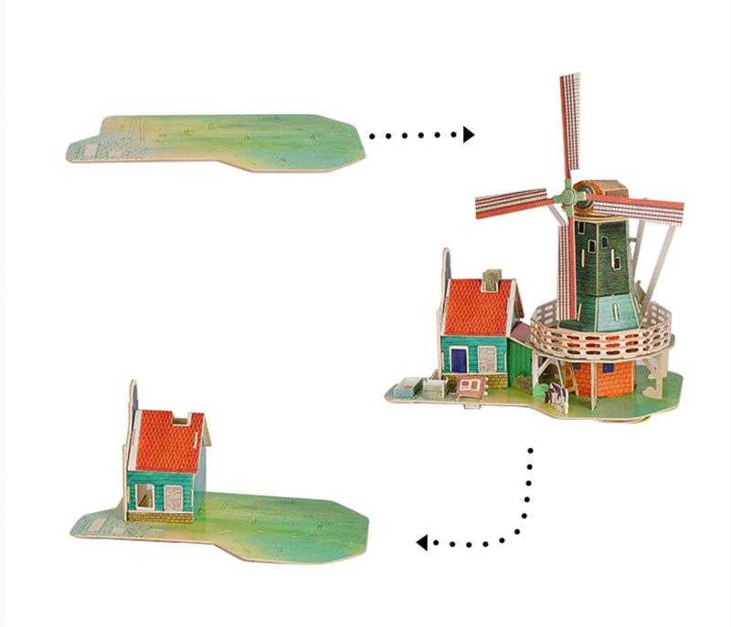 New DIY Dutch Windmill Doll House with Led Light Miniature Wooden SJ305 by Woody Signs Co. - Handmade Crafted Unique Wooden Creative