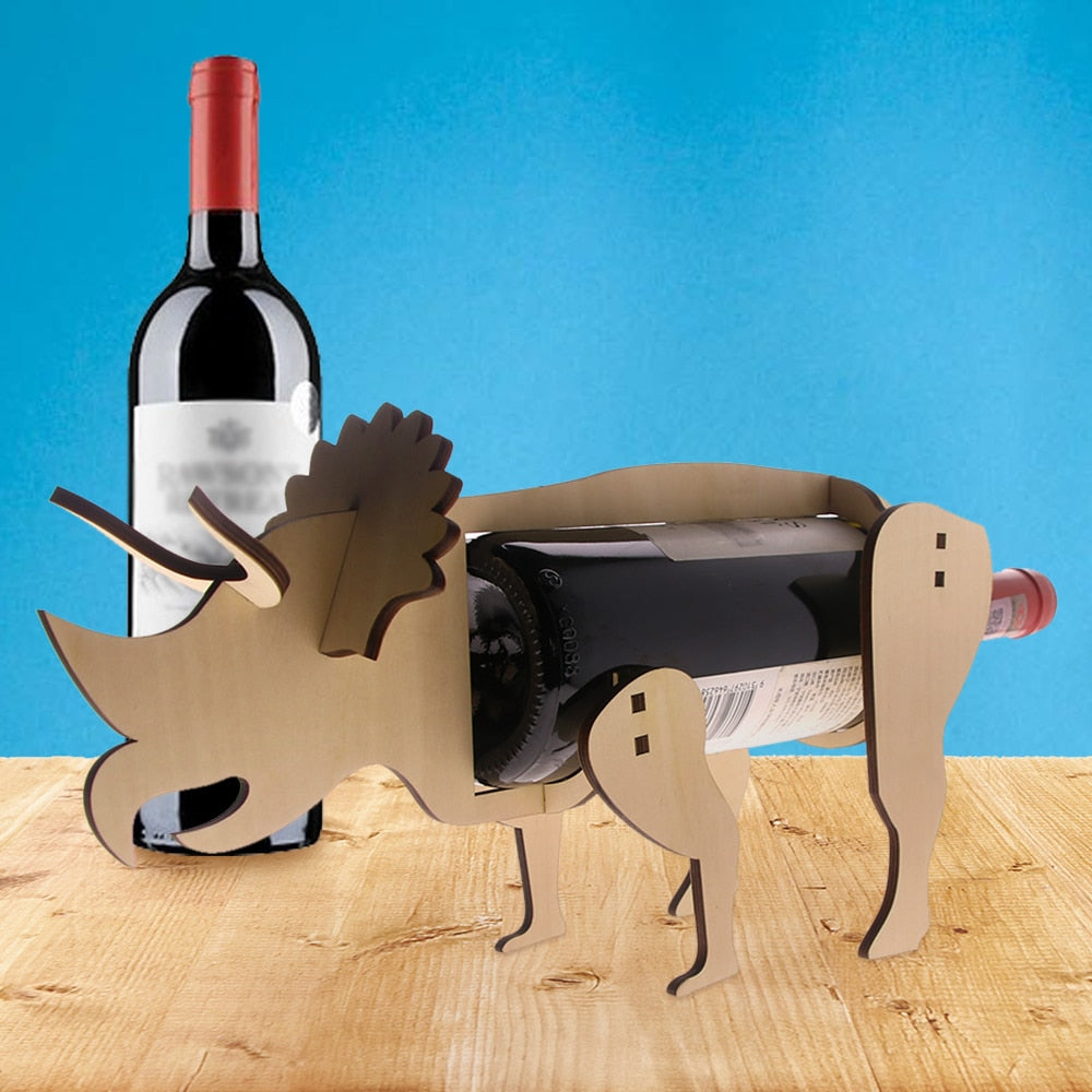Wooden  Stand Dinosaur Triceratops  Bottle Holder  Storage Minimalist Modern  Best   Lover by Woody Signs Co. - Handmade Crafted Unique Wooden Creative