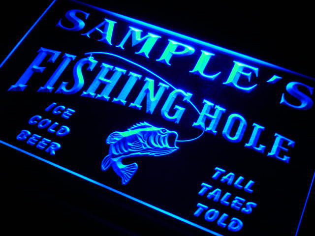 qx Name Custom Fly Fishing Hole Den Bar Gift Neon Light Signs with On/Off Switch 7 Colors 4 Sizes by Woody Signs Co. - Handmade Crafted Unique Wooden Creative