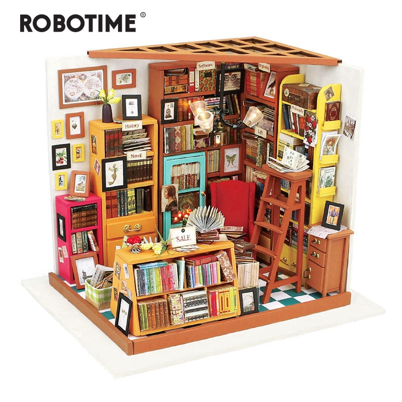 DIY Sam's Study Room with Furniture Miniature Wooden Doll House DG102 (DG102 Study room) by Woody Signs Co. - Handmade Crafted Unique Wooden Creative