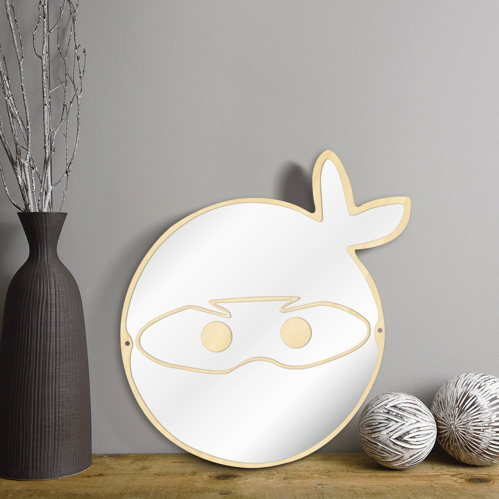 Japanese Ninja Warrior Fighter Wall Mirror Children Kid Room Manga Samurai Ninja Decoration Hanging Wood Acrylic Safety Mirror by Woody Signs Co. - Handmade Crafted Unique Wooden Creative