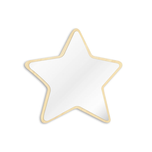 Pentastar Shaped Wall Mirror Five-pointed Star  Acrylic Safety Mirror With Wood Back Children Kid Room by Woody Signs Co. - Handmade Crafted Unique Wooden Creative