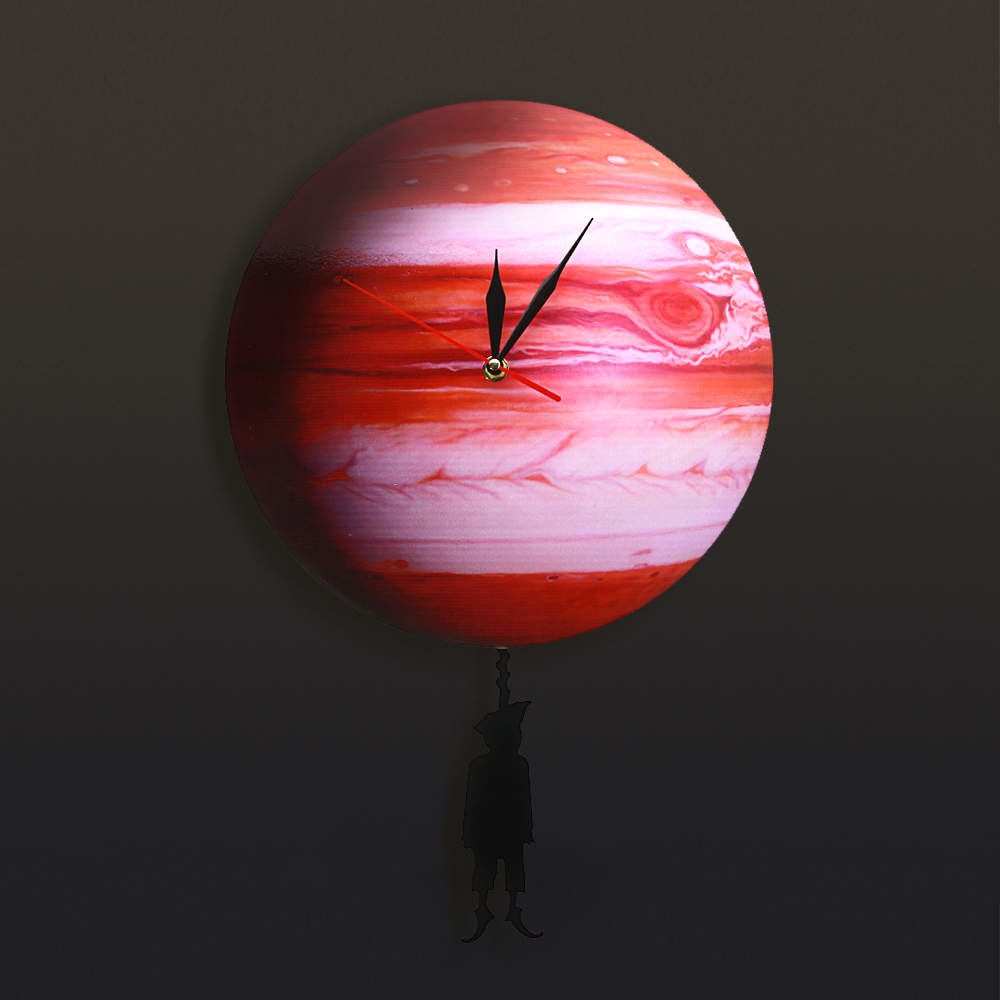 Swinging on The Jupiter Planet Wall Clock Bedroom Solar System Astronomy Decoration Space Pendulum Swinging Wall Clock by Woody Signs Co. - Handmade Crafted Unique Wooden Creative