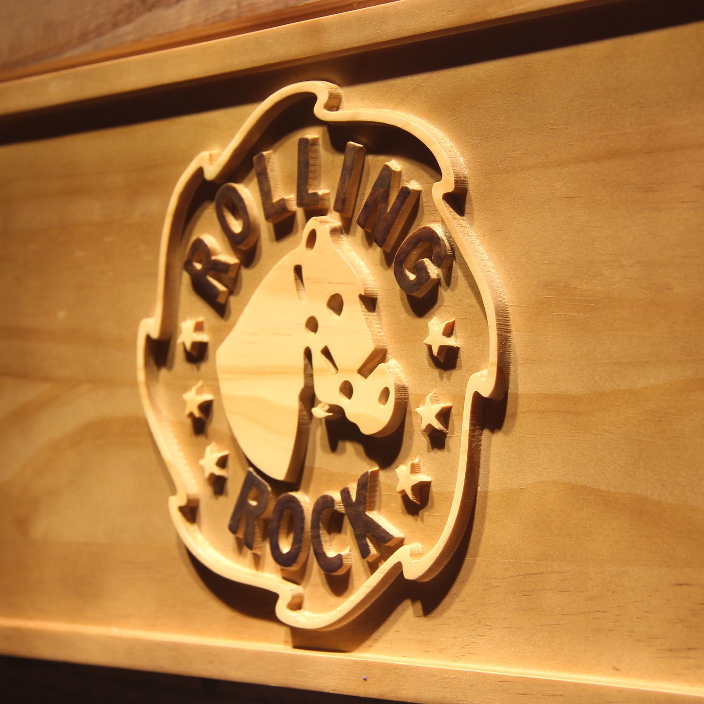 Rolling Rock 3D Wooden Bar Signs by Woody Signs Co. - Handmade Crafted Unique Wooden Creative