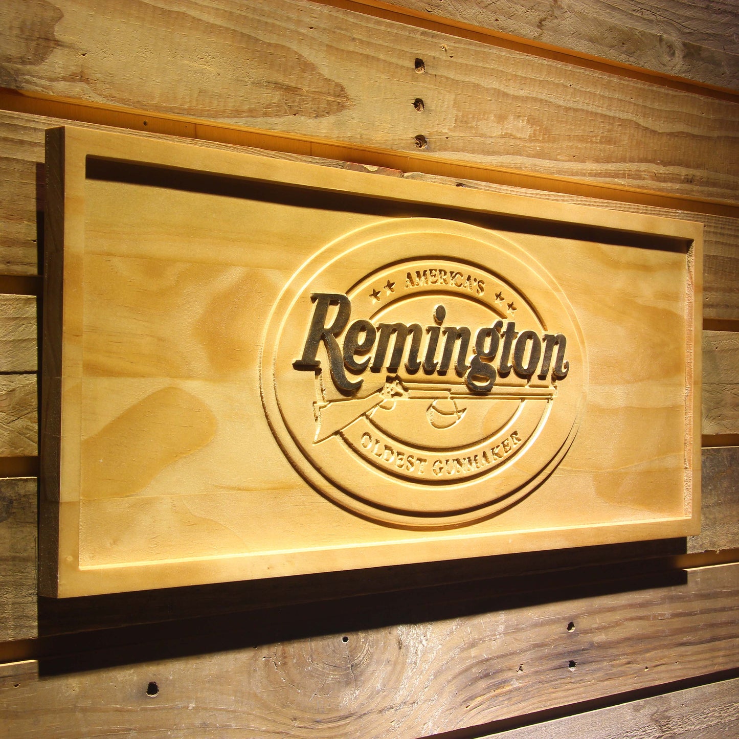 Remington 3D Wooden Bar Signs by Woody Signs Co. - Handmade Crafted Unique Wooden Creative