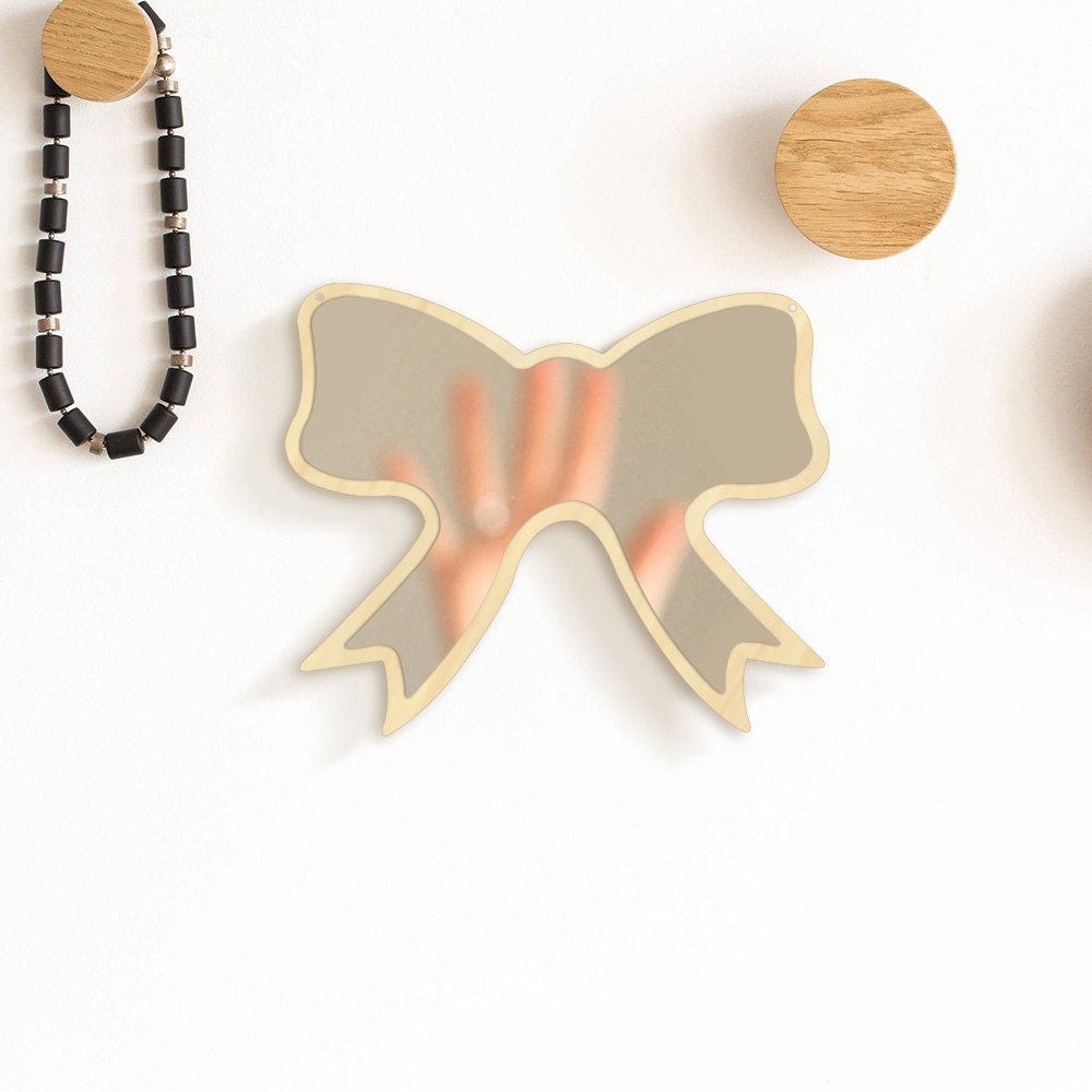 Butterfly Tie Acrylic Wall Mirror With Wooden Back Cosmetic Make-up Mirror Girl Room Nursery Hanging For Her by Woody Signs Co. - Handmade Crafted Unique Wooden Creative