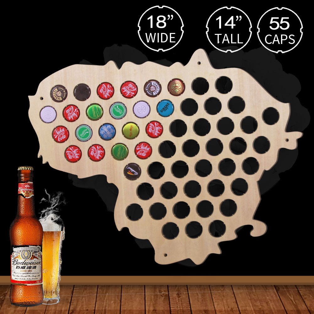 Lithuania Bottle Cap Map Collection Art Custom-made Cap Map Wooden Craft Gift For Aficionado by Woody Signs Co. - Handmade Crafted Unique Wooden Creative