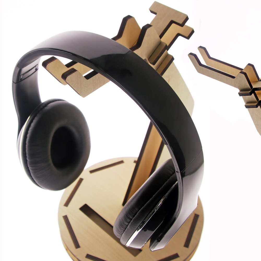 DIY Desk Sound Station Laser Cut Headphone Stand Wooden Headset Hanger Nerdy Desk Decor Tower Puzzle Model by Woody Signs Co. - Handmade Crafted Unique Wooden Creative