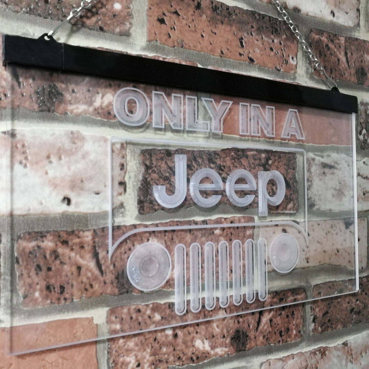 Only in a Jeep Car Bar Decoration Gift Dual Color Led Neon Light Signs st6-d0134 by Woody Signs Co. - Handmade Crafted Unique Wooden Creative