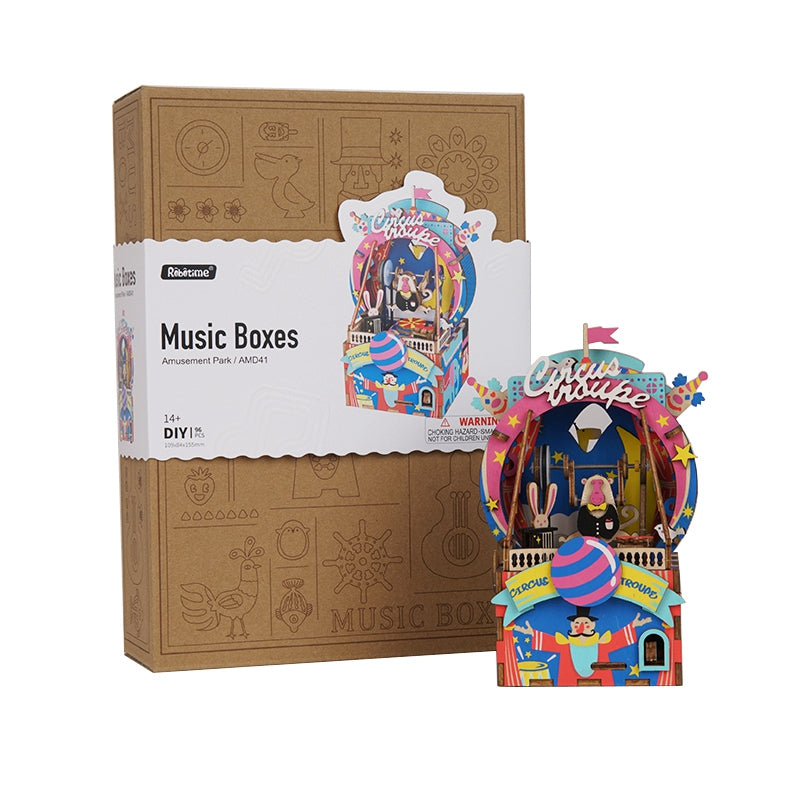 DIY 3D Amusement Park Wooden Puzzle Game Assembly Moveable Music Box Toy Gift for Children Kids Adult AMD41 by Woody Signs Co. - Handmade Crafted Unique Wooden Creative