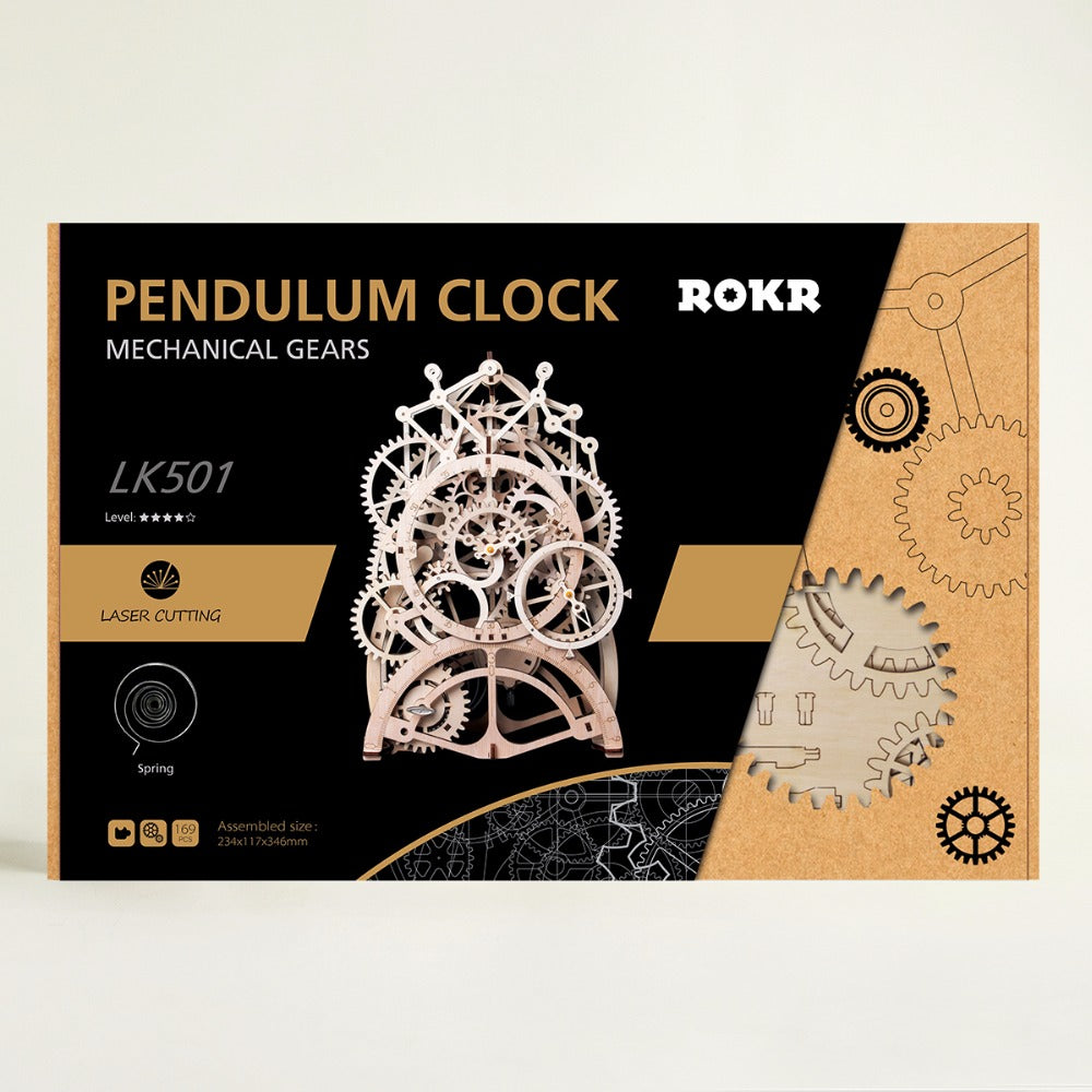 DIY Gear Drive Pendulum Clock by Clockwork 3D Wooden LK501 by Woody Signs Co. - Handmade Crafted Unique Wooden Creative