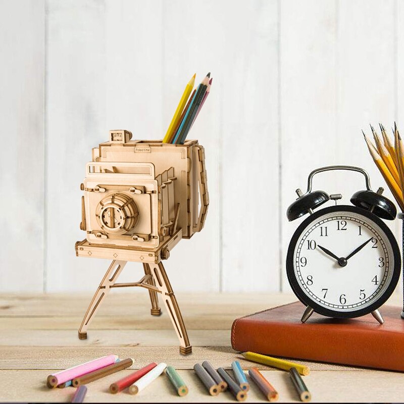 DIY 3D Wooden Vintage Camera Puzzle Game Penholder&Gift for Kid Friend Popular TG403 (Vintage Camera) by Woody Signs Co. - Handmade Crafted Unique Wooden Creative