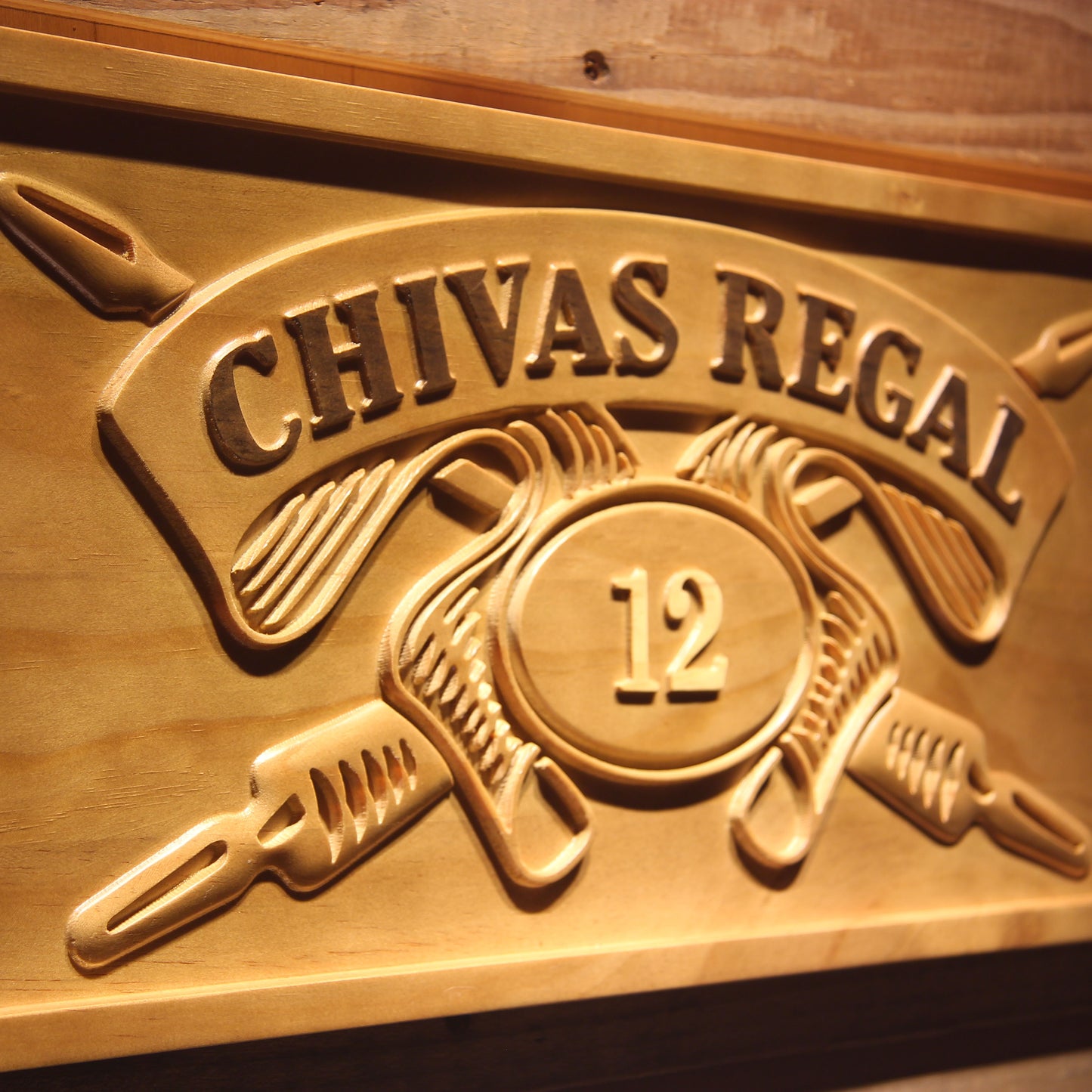 Chivas Regal 12 Whisky 3D Wooden Signs by Woody Signs Co. - Handmade Crafted Unique Wooden Creative