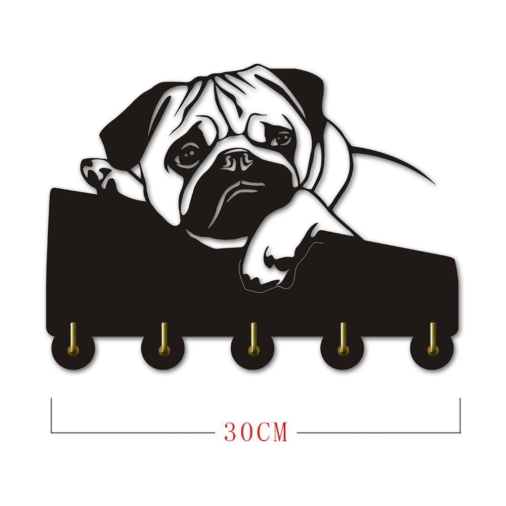 English Bulldog Clothes Hooks Lovely Puppy Dog Animal Silhouette Wall Hanger Towels Hooks Nursery Decor For Bathroom by Woody Signs Co. - Handmade Crafted Unique Wooden Creative