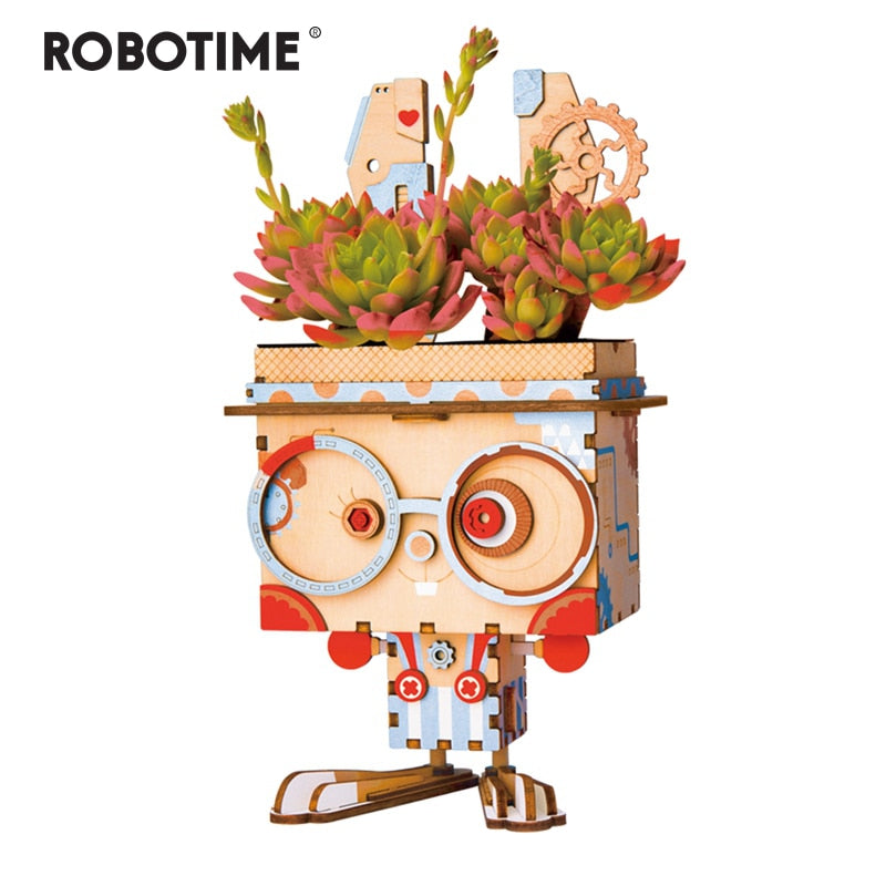 Children Adult Cute Bunny Flower Pot 3D Wooden Puzzle Game Educational Models FT741 (Pot Bunny) by Woody Signs Co. - Handmade Crafted Unique Wooden Creative