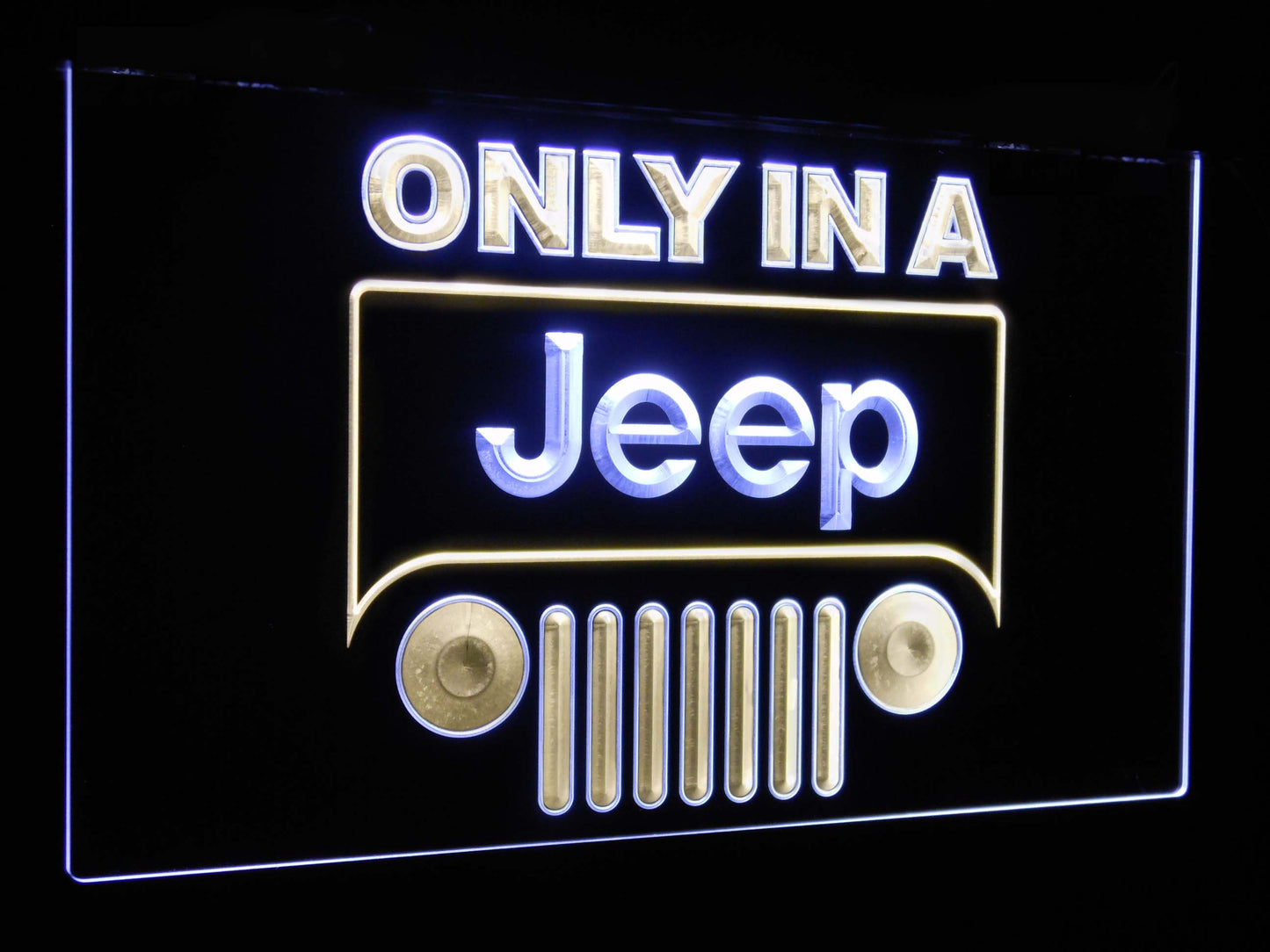 Only in a Jeep Car Bar Decoration Gift Dual Color Led Neon Light Signs st6-d0134 by Woody Signs Co. - Handmade Crafted Unique Wooden Creative