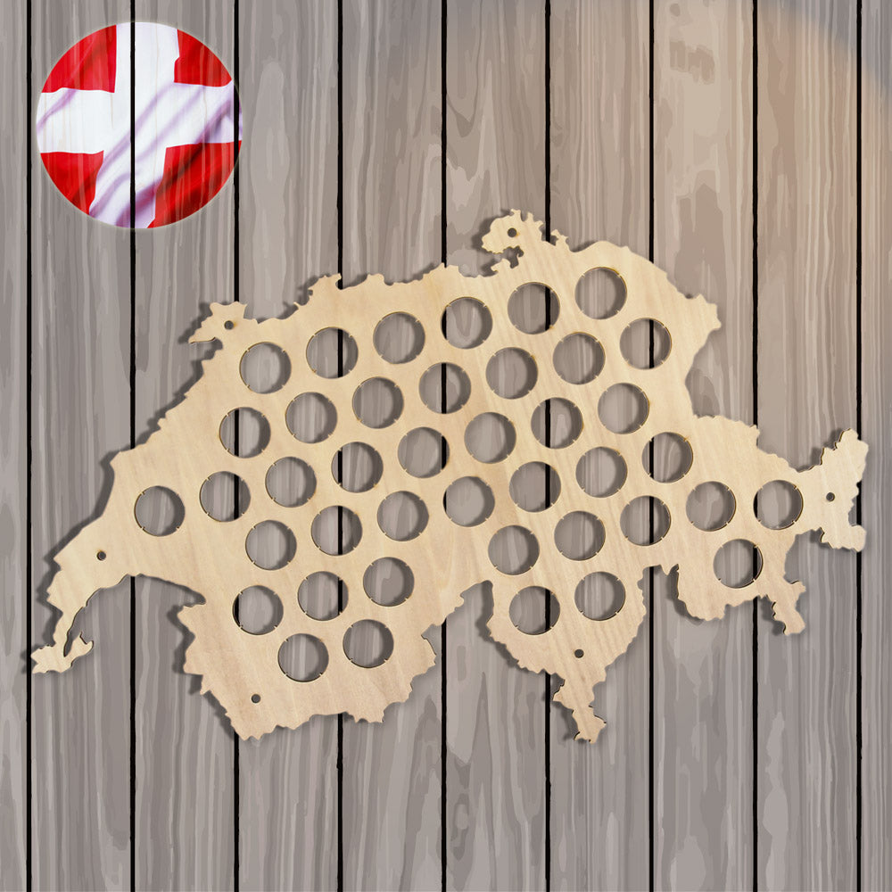 Cap Map Bottle Cap Map Of Switzerland Best for Aficionado Wooden Hanging Craft by Woody Signs Co. - Handmade Crafted Unique Wooden Creative