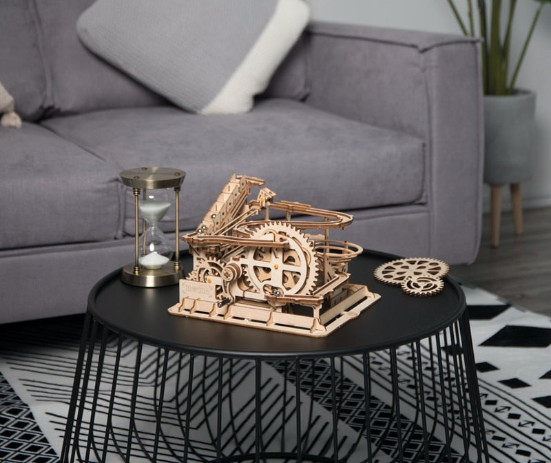 4 Kinds Marble Run Game DIY Waterwheel Coaster Wooden Assembly Gift for LG501 by Woody Signs Co. - Handmade Crafted Unique Wooden Creative