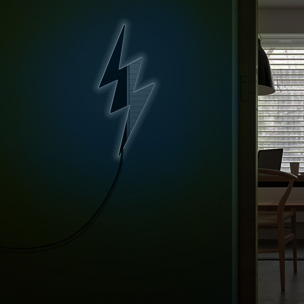 Lightning Bolt Mirror With LED illumination Contemprorary Lightning Sign Acrylic Mirror For Living Room by Woody Signs Co. - Handmade Crafted Unique Wooden Creative