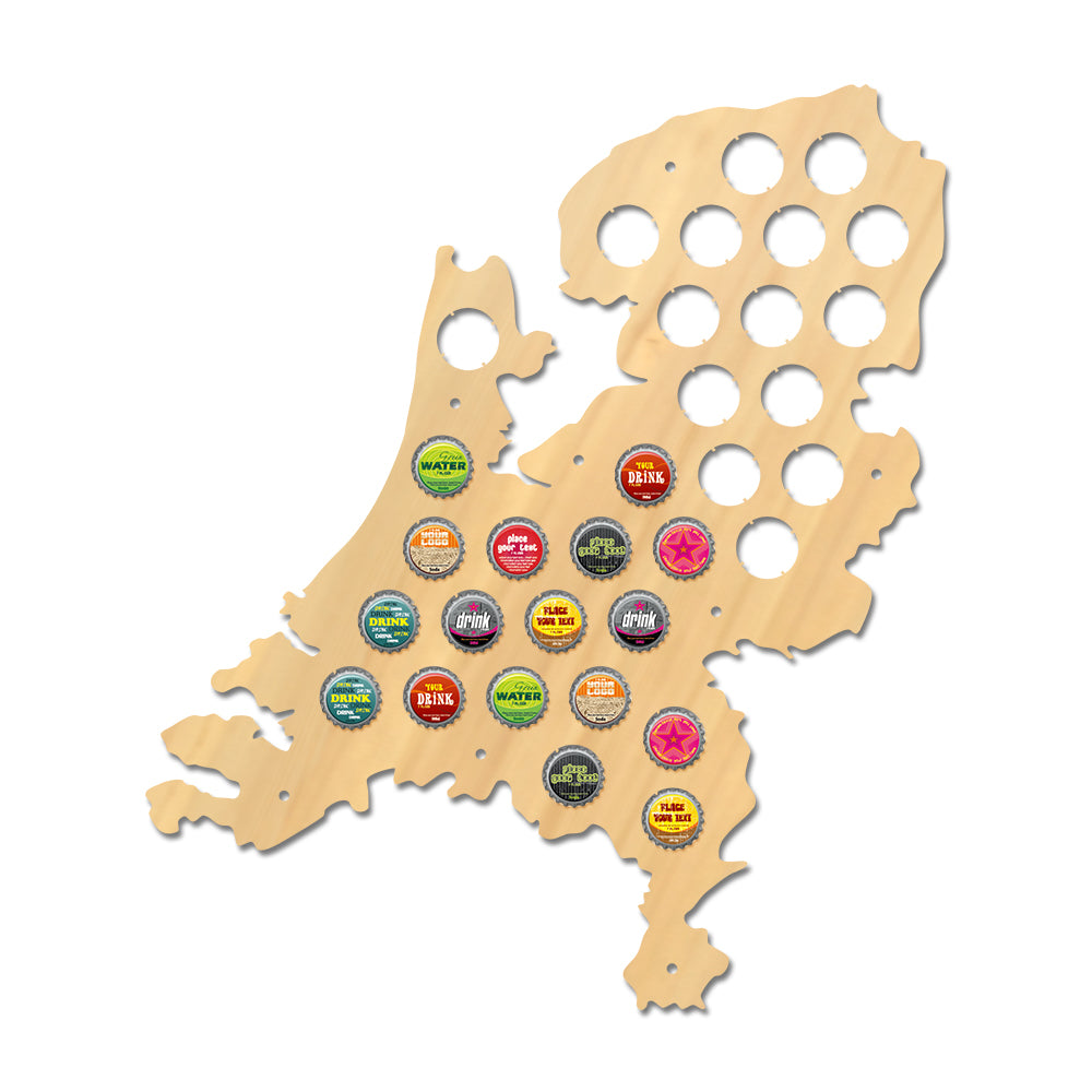 Netherlands Cap Map Map Of Holland Bottle Cap Display Wood Craft Decor Dutch Man Cave Lover Gift by Woody Signs Co. - Handmade Crafted Unique Wooden Creative