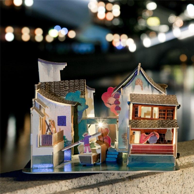 DIY South of China Doll House with Led Light Miniature Wooden SJ508 by Woody Signs Co. - Handmade Crafted Unique Wooden Creative